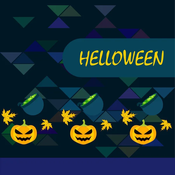 Halloween Najaar Pompoenen Gevallen Bladeren Witch Cauldrons Vector Achtergrond — Stockvector