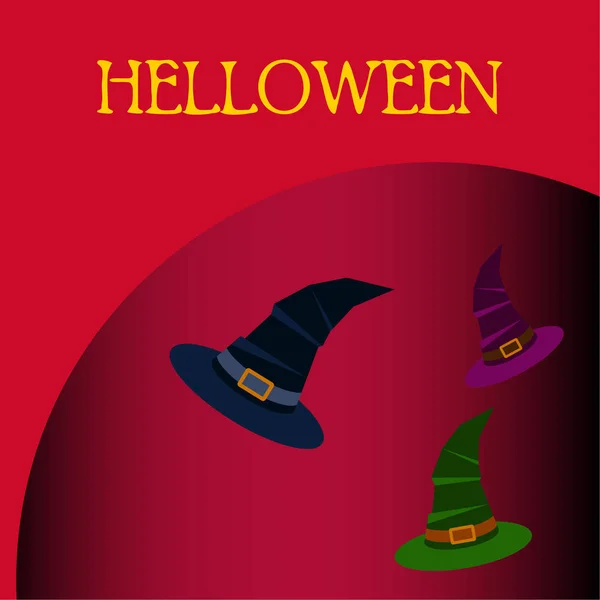 Halloween Boszorkány Kalap Háttér Halloween Kártya — Stock Vector