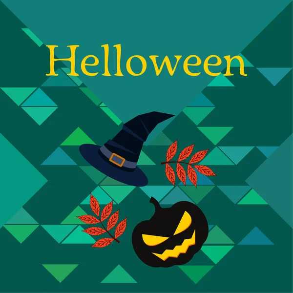 Podzimní Halloween Dýně Spadané Listí Klobouk Vektorové Pozadí — Stockový vektor