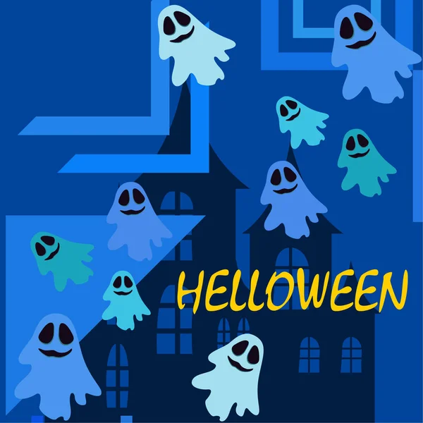 Halloween Duchové Noční Ilustrace Vektorové Pozadí — Stockový vektor