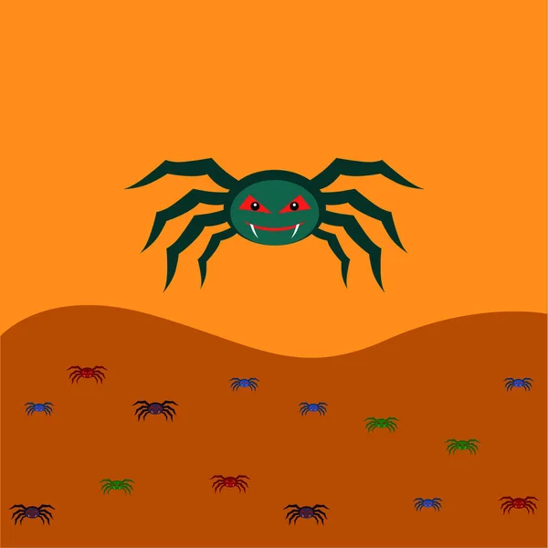 Halloween Illustration Vector Bakgrund Med Spindlar — Stock vektor