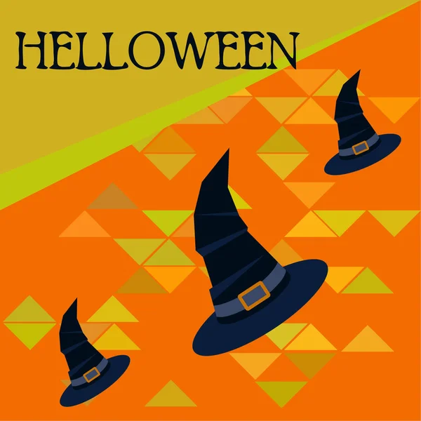 Chapeaux Sorcières Halloween Fond Vectoriel Nuit — Image vectorielle