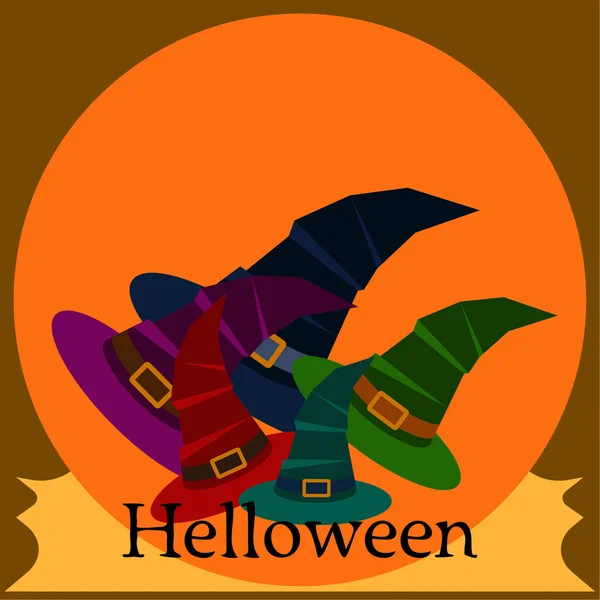 Halloween Vector Achtergrond Met Heks Hoeden — Stockvector