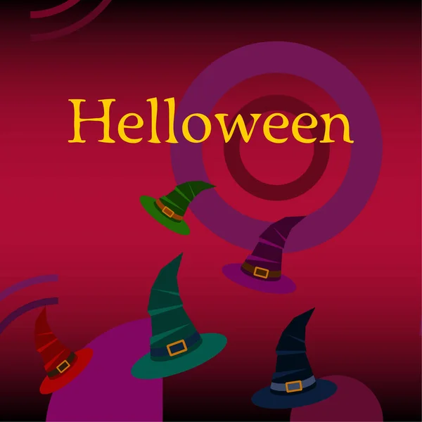 Fondo Halloween Con Sombreros Bruja Tarjeta Halloween — Vector de stock