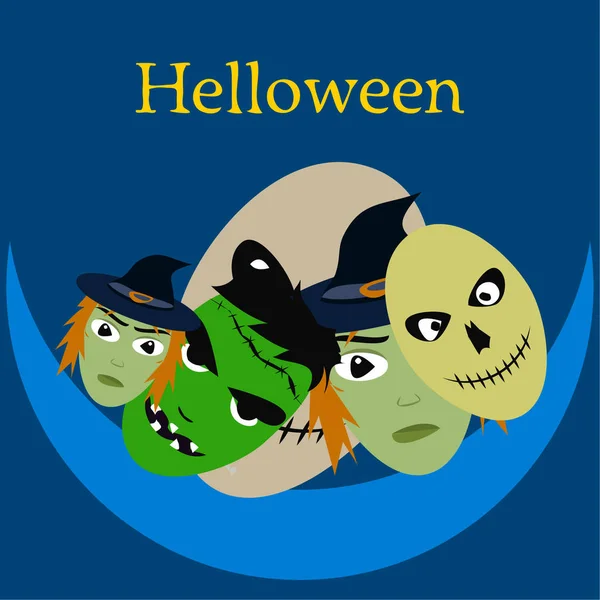 Halloween Card Skulls Vector Illustration — Stock Vector