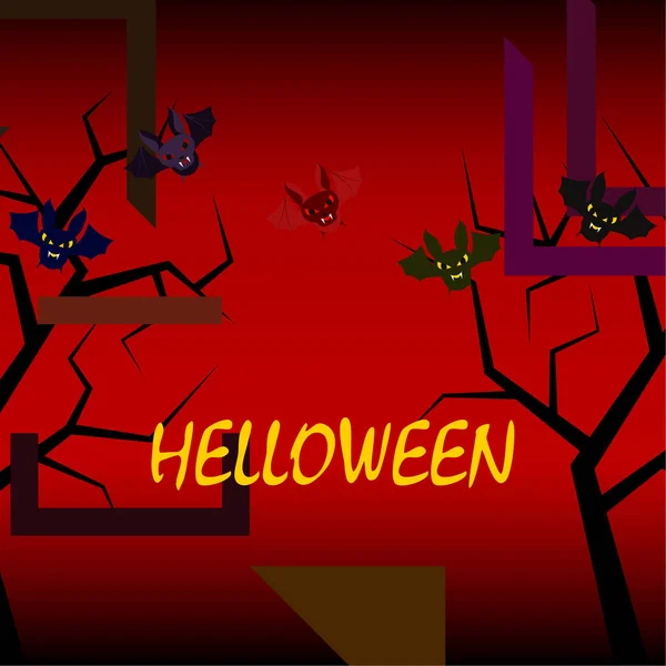 Chauves Souris Halloween Sur Fond Rouge Affiche Halloween Illustration Vectorielle — Image vectorielle