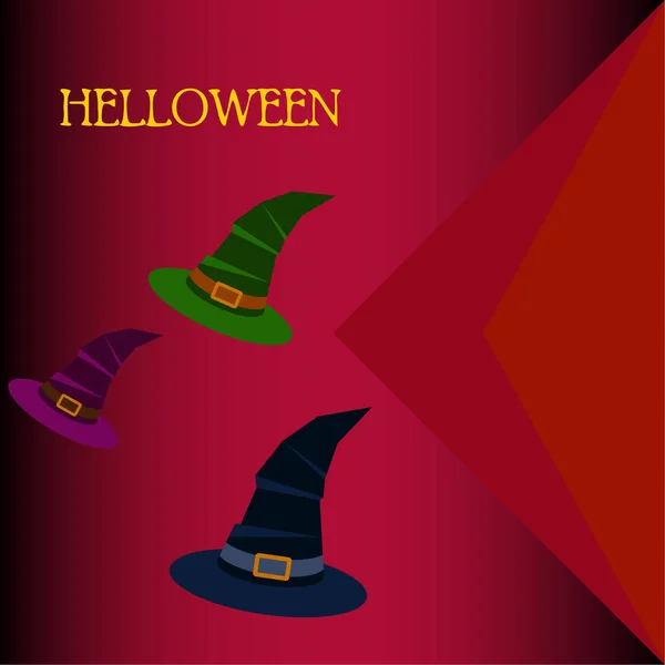Fondo Halloween Con Sombreros Bruja Tarjeta Halloween — Vector de stock