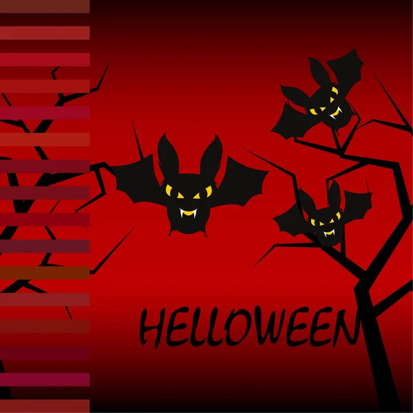 Chauves Souris Halloween Sur Fond Rouge Affiche Halloween Illustration Vectorielle — Image vectorielle