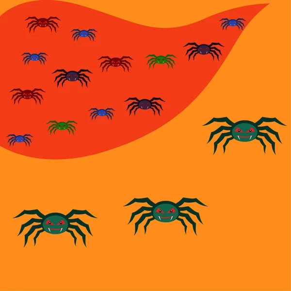 Halloween Illustratie Vector Achtergrond Met Spinnen — Stockvector