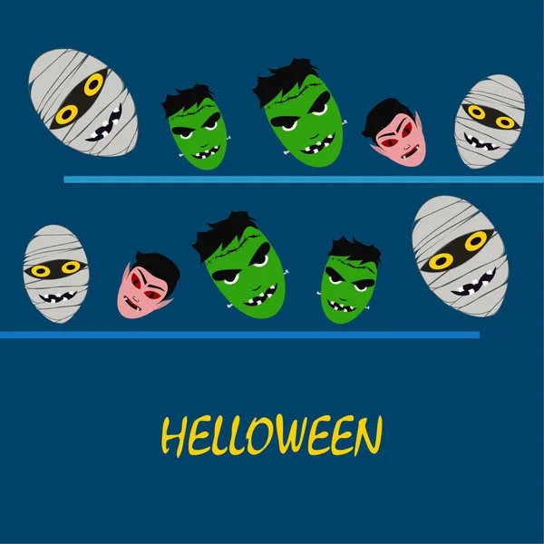 Fundo Halloween Com Monstros Ilustração Vetorial —  Vetores de Stock