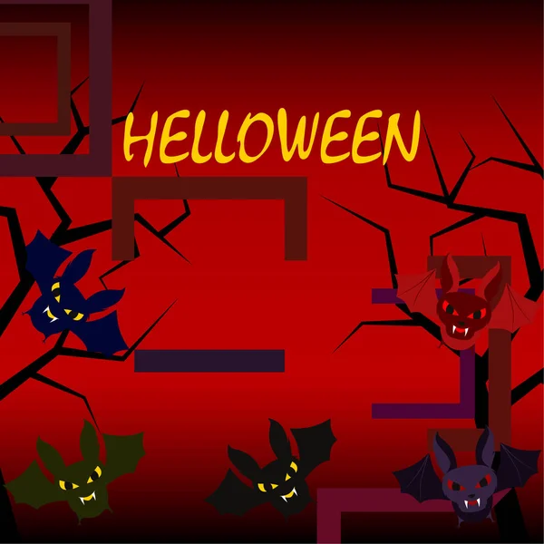 Ilustracja Wektorowa Halloween Nietoperzy Czerwonym Tle Halloween Plakat — Wektor stockowy