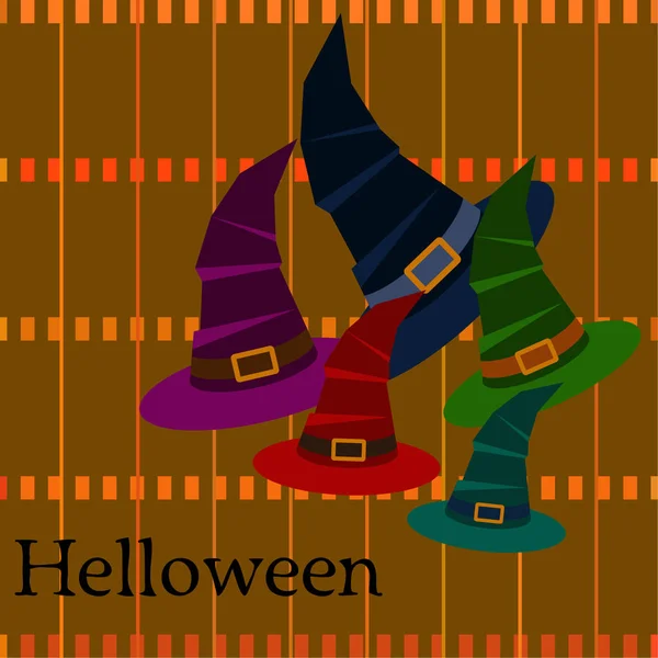 Halloween Vector Fondo Con Sombreros Bruja — Archivo Imágenes Vectoriales