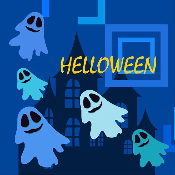 Halloween Fantasmas Ilustración Vector Fondo — Vector de stock