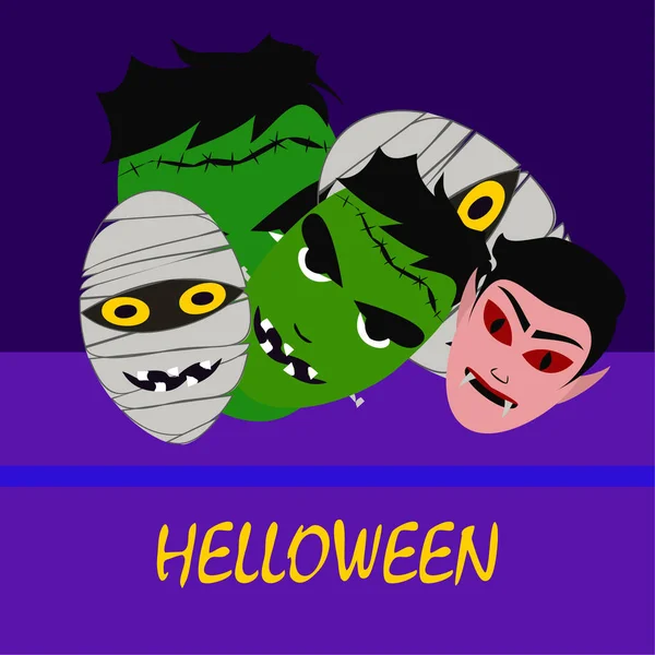 Fundo Halloween Com Monstros Ilustração Vetorial — Vetor de Stock