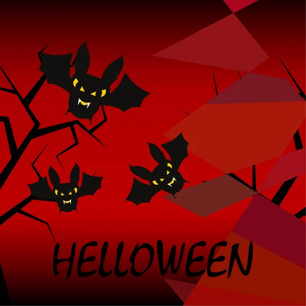 Murciélagos Halloween Sobre Fondo Rojo Cartel Halloween Ilustración Vectorial — Archivo Imágenes Vectoriales