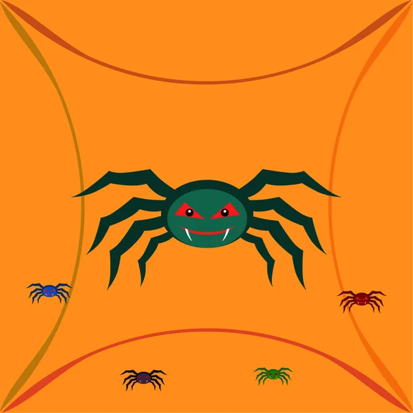 Halloween Illustration Vector Background Spiders — Stock Vector