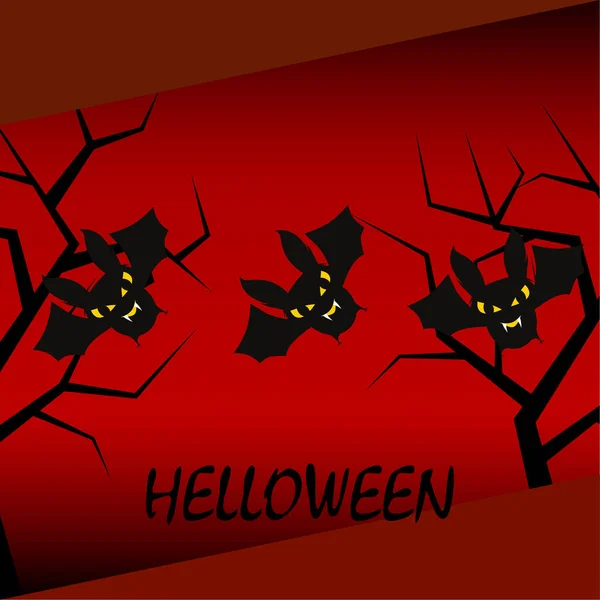 Halloween Denevérek Piros Háttér Halloween Plakát Illusztráció Vektor — Stock Vector