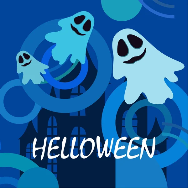 Halloween Vector Fondo Con Fantasmas Ilustración — Archivo Imágenes Vectoriales