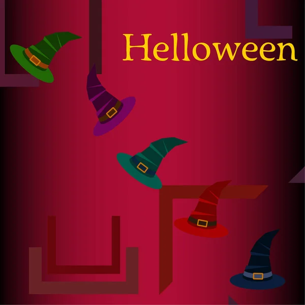 Halloween Strega Cappelli Vettore Sfondo — Vettoriale Stock