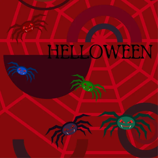 Halloween Illustratie Vector Achtergrond Met Spinnen — Stockvector