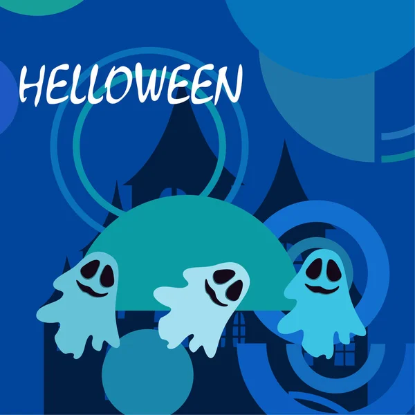 Halloween Vektorhintergrund Mit Geistern Illustration — Stockvektor