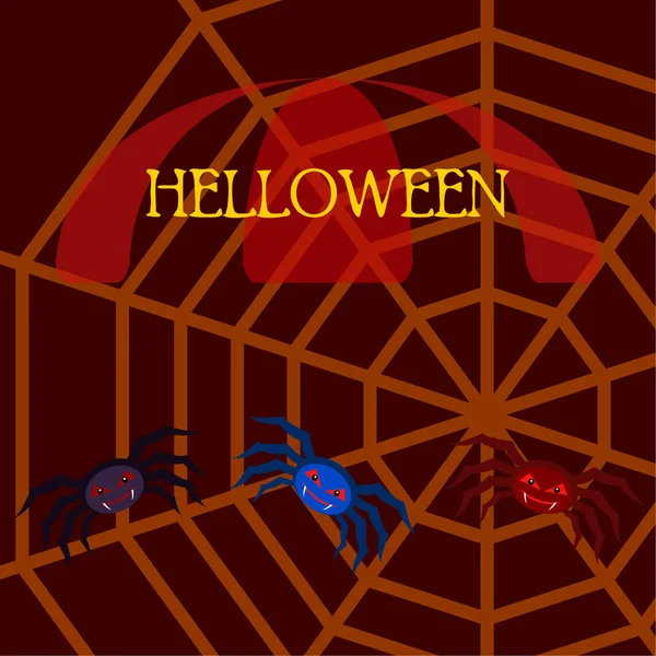 Halloween Tło Ilustracji Wektorowych Pająki — Wektor stockowy