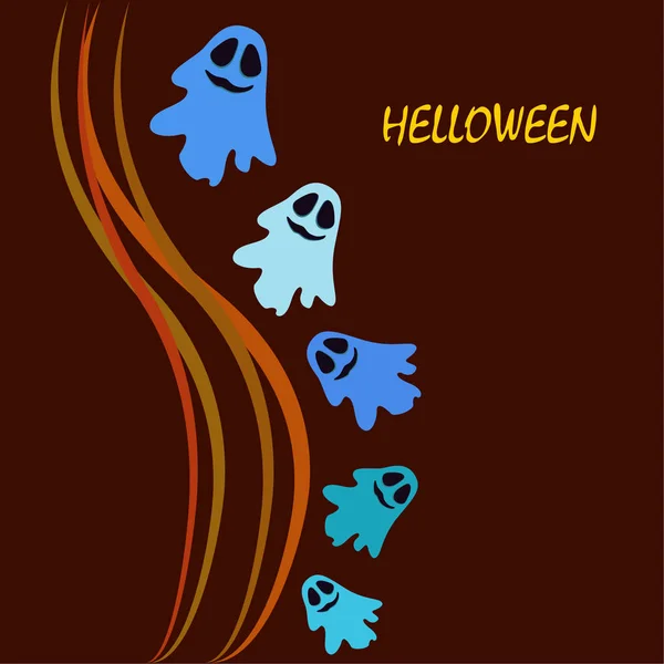 Illustration Halloween Avec Fantômes Fond Vectoriel — Image vectorielle