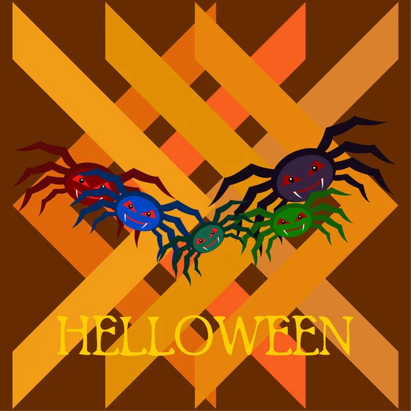 Halloween Illustration Vektorhintergrund Mit Spinnen — Stockvektor