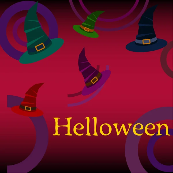 Halloween Achtergrond Met Heks Hoeden Halloween Kaart — Stockvector