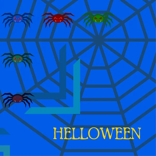 Halloween Achtergrond Met Spinnen Vectorillustratie — Stockvector