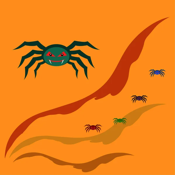 Ilustración Halloween Fondo Vectorial Con Arañas — Vector de stock