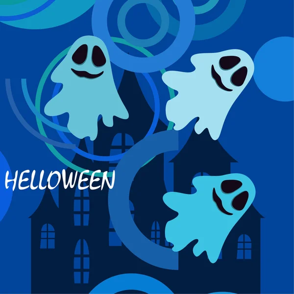 Tło Wektor Halloween Duchy Ilustracja — Wektor stockowy