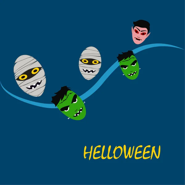 Fondo Halloween Con Monstruos Ilustración Vectorial — Archivo Imágenes Vectoriales