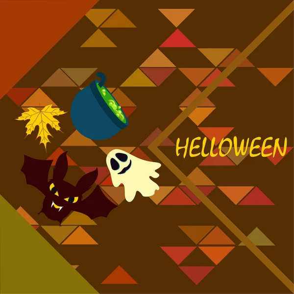 ハロウィン秋背景葉 コウモリ 幽霊のベクトルの背景 — ストックベクタ
