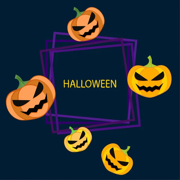 Halloween Lantaarns Pompoenen Achtergrond Vector Illustratie — Stockvector