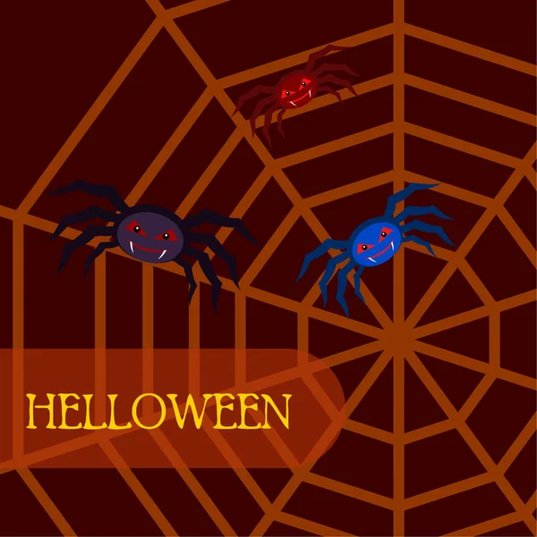 Halloween Fundo Com Aranhas Vetor Ilustração —  Vetores de Stock