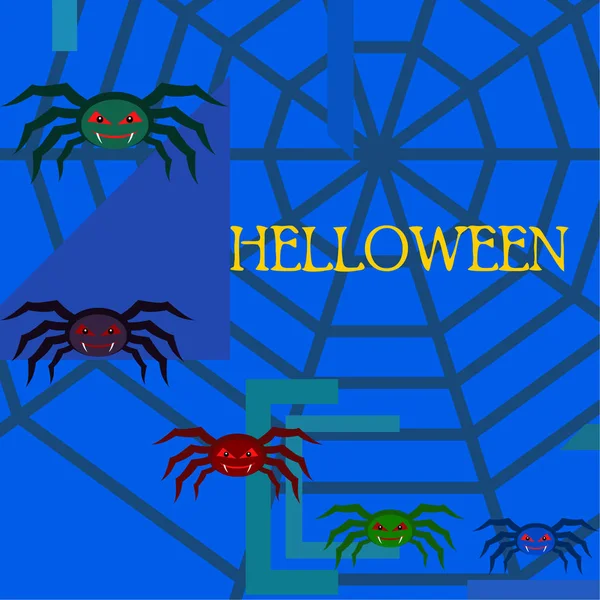 Halloween Achtergrond Met Spinnen Vectorillustratie — Stockvector