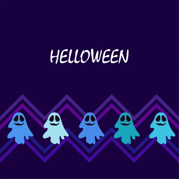 Illustration Halloween Avec Fantômes Fond Vectoriel — Image vectorielle