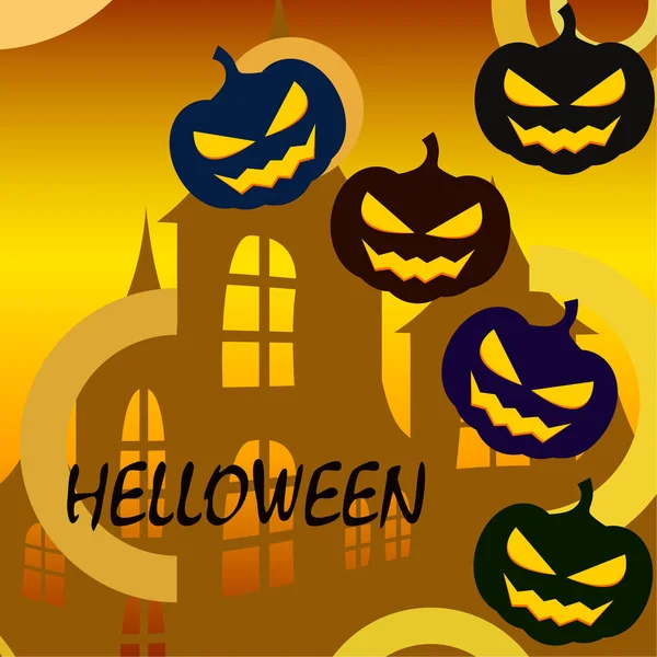 Halloween Tło Domu Dynie Ilustracji Wektorowych — Wektor stockowy