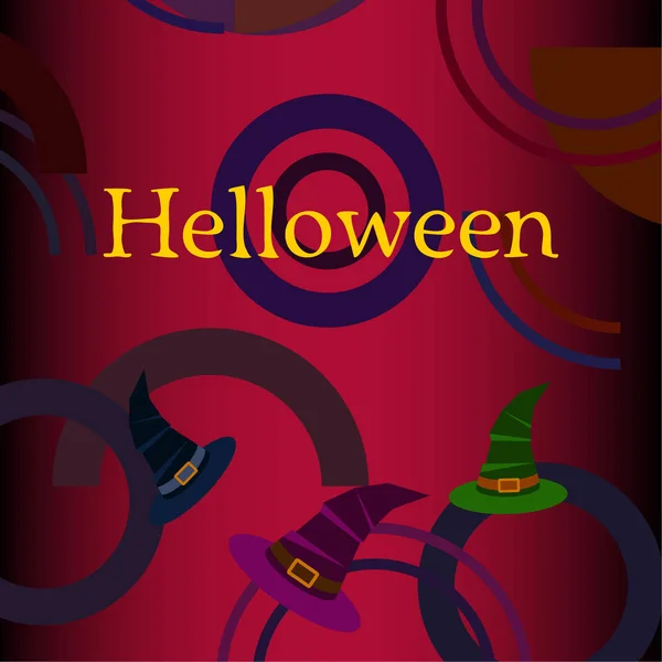 Halloween Sfondo Con Cappelli Strega Sfondo Rosso — Vettoriale Stock