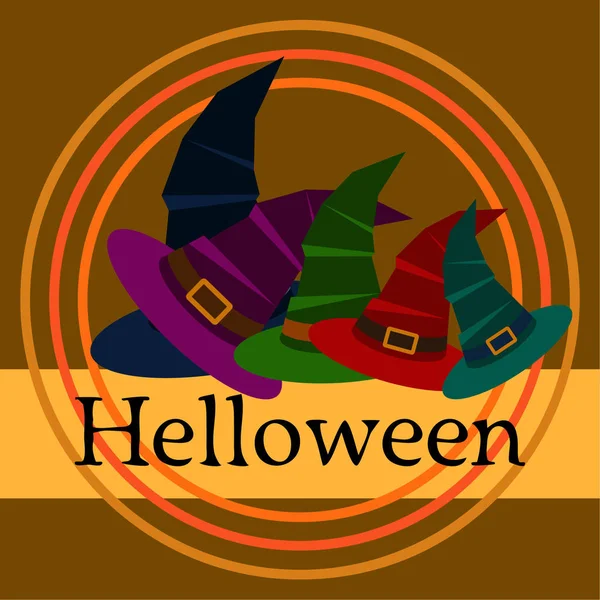 Halloween Vector Achtergrond Met Heks Hoeden — Stockvector