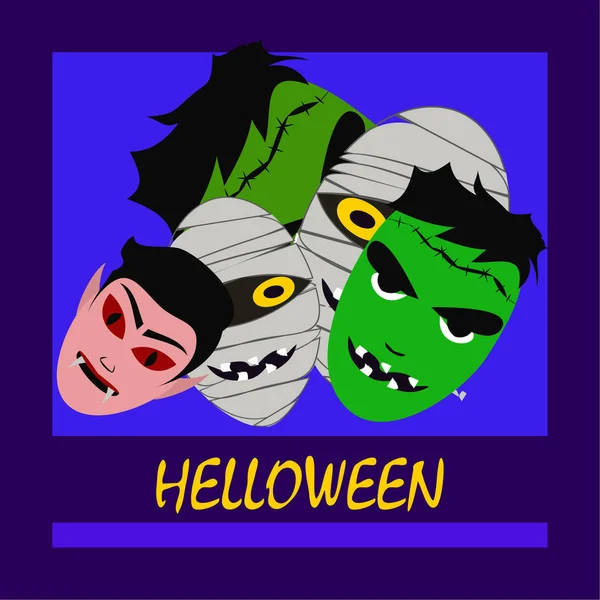 Halloween Achtergrond Met Monsters Vectorillustratie — Stockvector