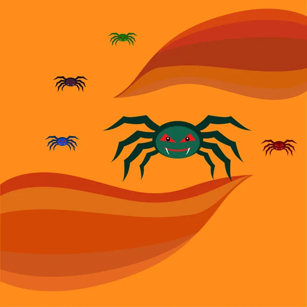 Halloween Illustratie Vector Achtergrond Met Spinnen — Stockvector