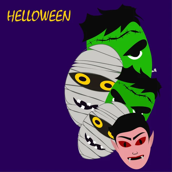 Halloween Hintergrund Mit Monstern Vektorillustration — Stockvektor