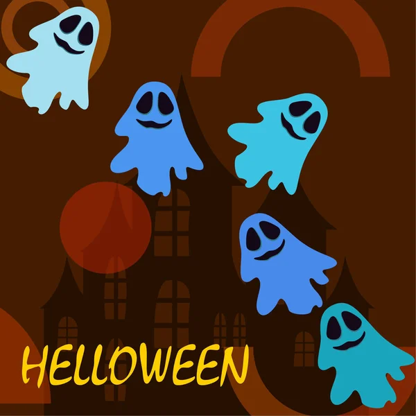 Halloween Ghosts Háttér Vektor Illusztráció — Stock Vector