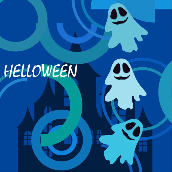 Halloween Vector Fondo Con Fantasmas Ilustración — Vector de stock