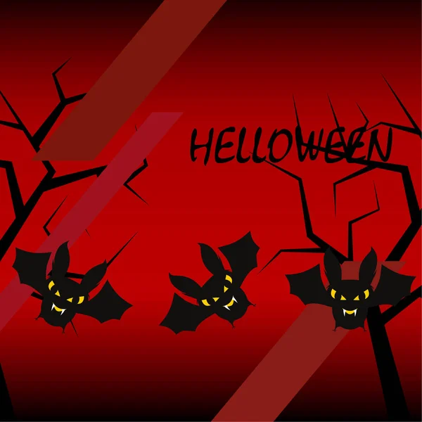 Morcegos Halloween Fundo Vermelho Cartaz Halloween Ilustração Vetorial — Vetor de Stock