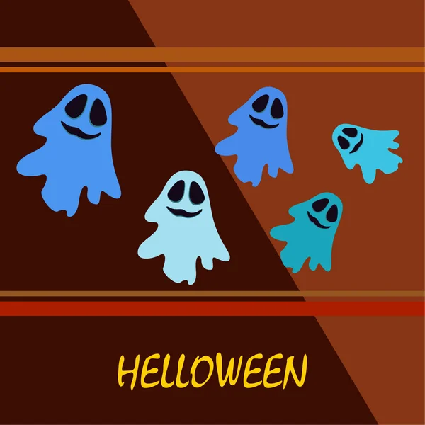 Halloween Illustration Mit Geistern Vektorhintergrund — Stockvektor