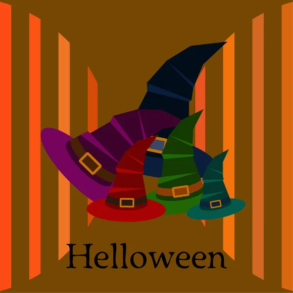Sfondo Vettoriale Halloween Con Cappelli Strega — Vettoriale Stock