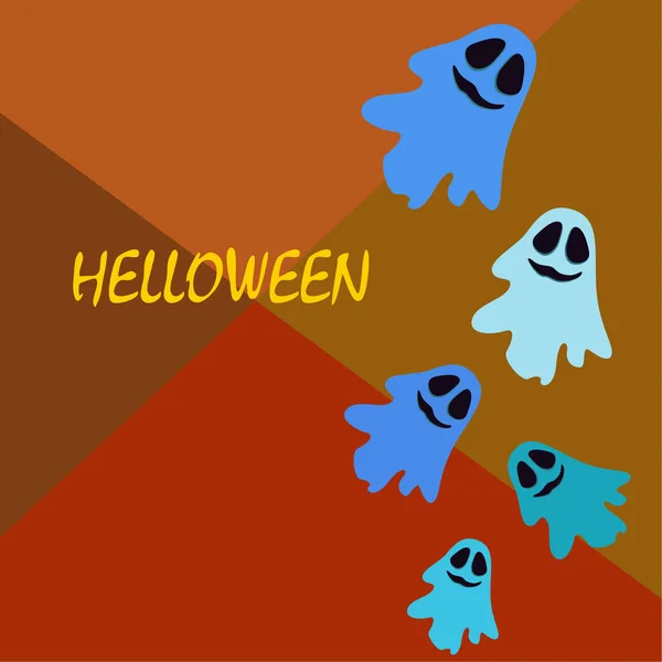 Illustration Halloween Avec Fantômes Fond Vectoriel — Image vectorielle